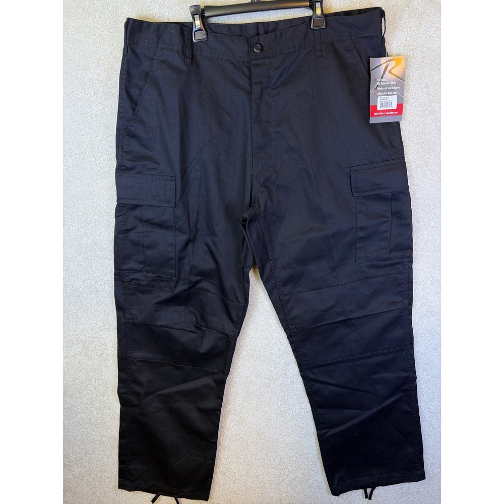 Rothco BDU Pants Mens Large Black Relaxed Fit Zipper Fly Cargo Tactical 2971 NEW